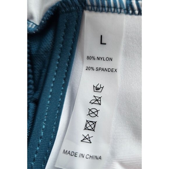 Womens Teal High-Waisted Bikini Set With Mesh Detail & Halter Neck Tie Size L - Picture 9 of 9